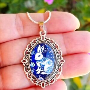 Sterling Silver Bunny Necklace, Easter Necklace, Bunny Jewelry, Rabbit Necklace